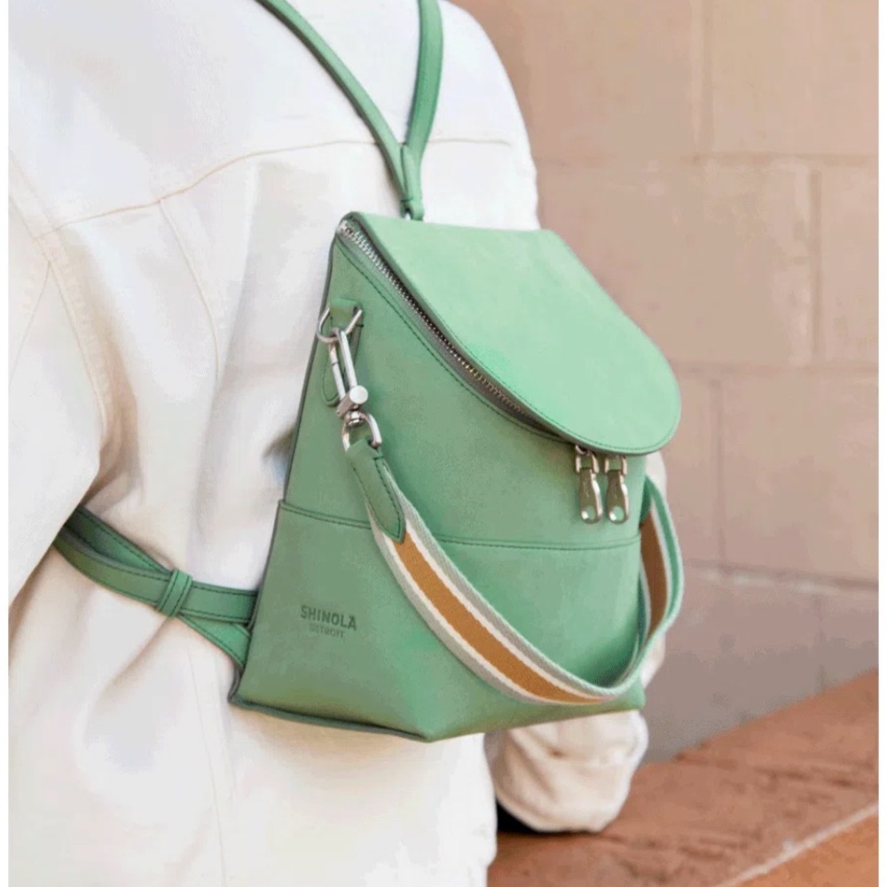 NWT - RARE - Shinola Mini Pocket Backpack in Pistachio Green! Genuine Leather